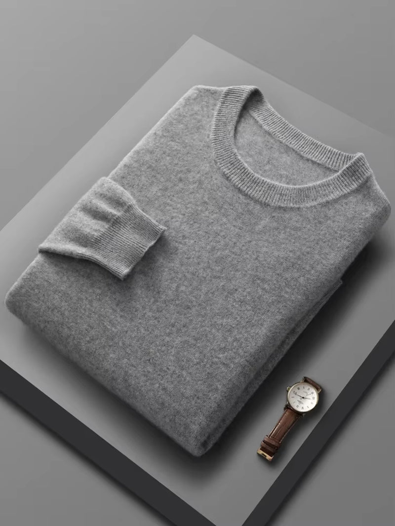 Spring Autumn 100% Wool Pullover Sweater Men O-Neck Long-Sleeve Cashmere Knitwear Female Clothing Mens Clothing