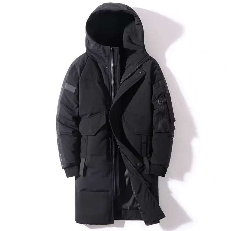 2023 Winter Men'S down Jacket Hooded Fashion Long down Coat Men Windproof Waterproof Thick Warm Brand Mens Clothing Long Parka