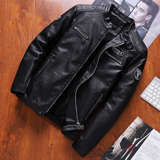 Men'S PU Leather Jacket Fashion Mens Retro Warm Jackets Casual Faux Leather Motorcycle Jackets Biker Coats Mens Clothing