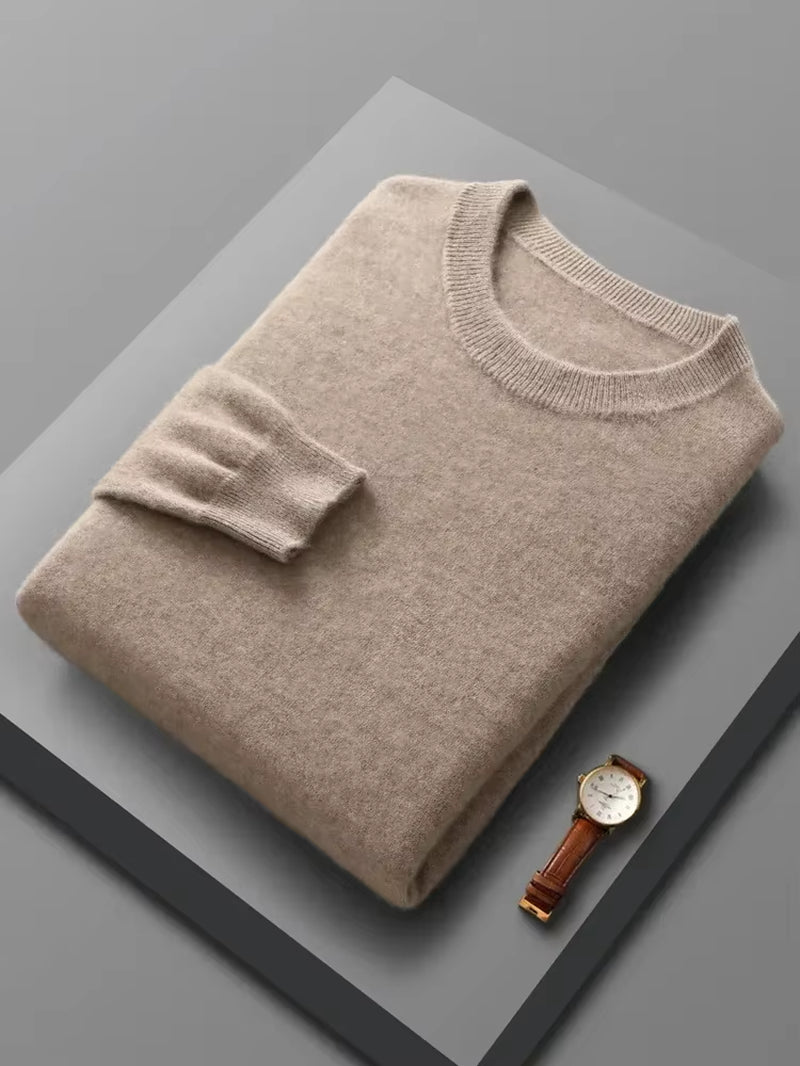 Spring Autumn 100% Wool Pullover Sweater Men O-Neck Long-Sleeve Cashmere Knitwear Female Clothing Mens Clothing