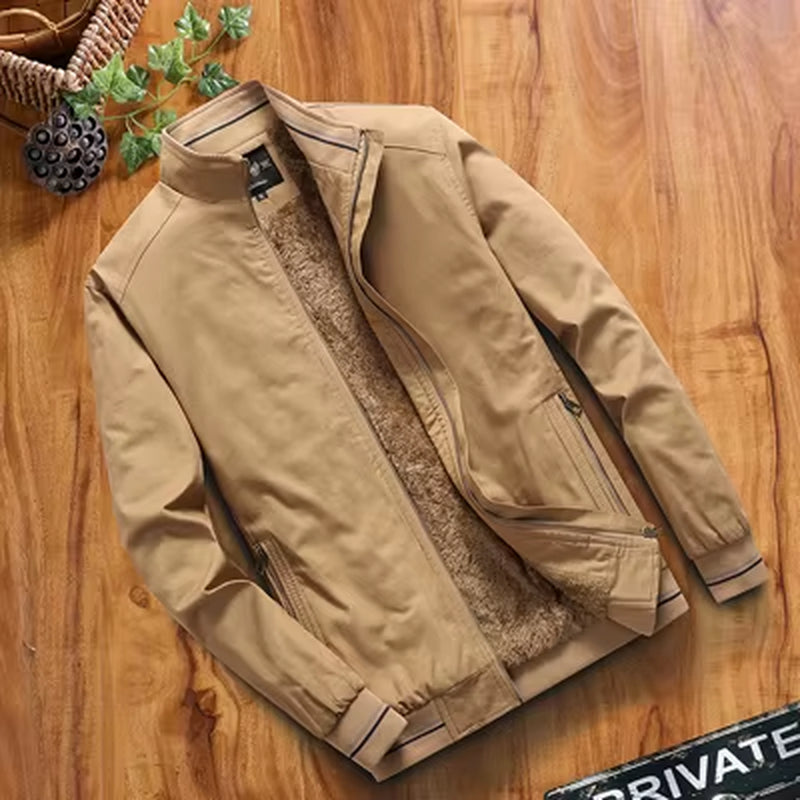 Winter Men'S Bomber Jacket Male Fashion Fleece Warm Business Coats Casual Army Thermal Baseball Coats Mens Clothing