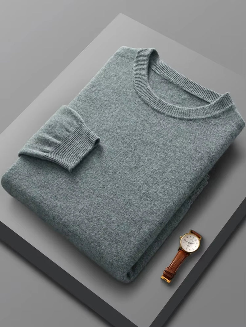 Spring Autumn 100% Wool Pullover Sweater Men O-Neck Long-Sleeve Cashmere Knitwear Female Clothing Mens Clothing