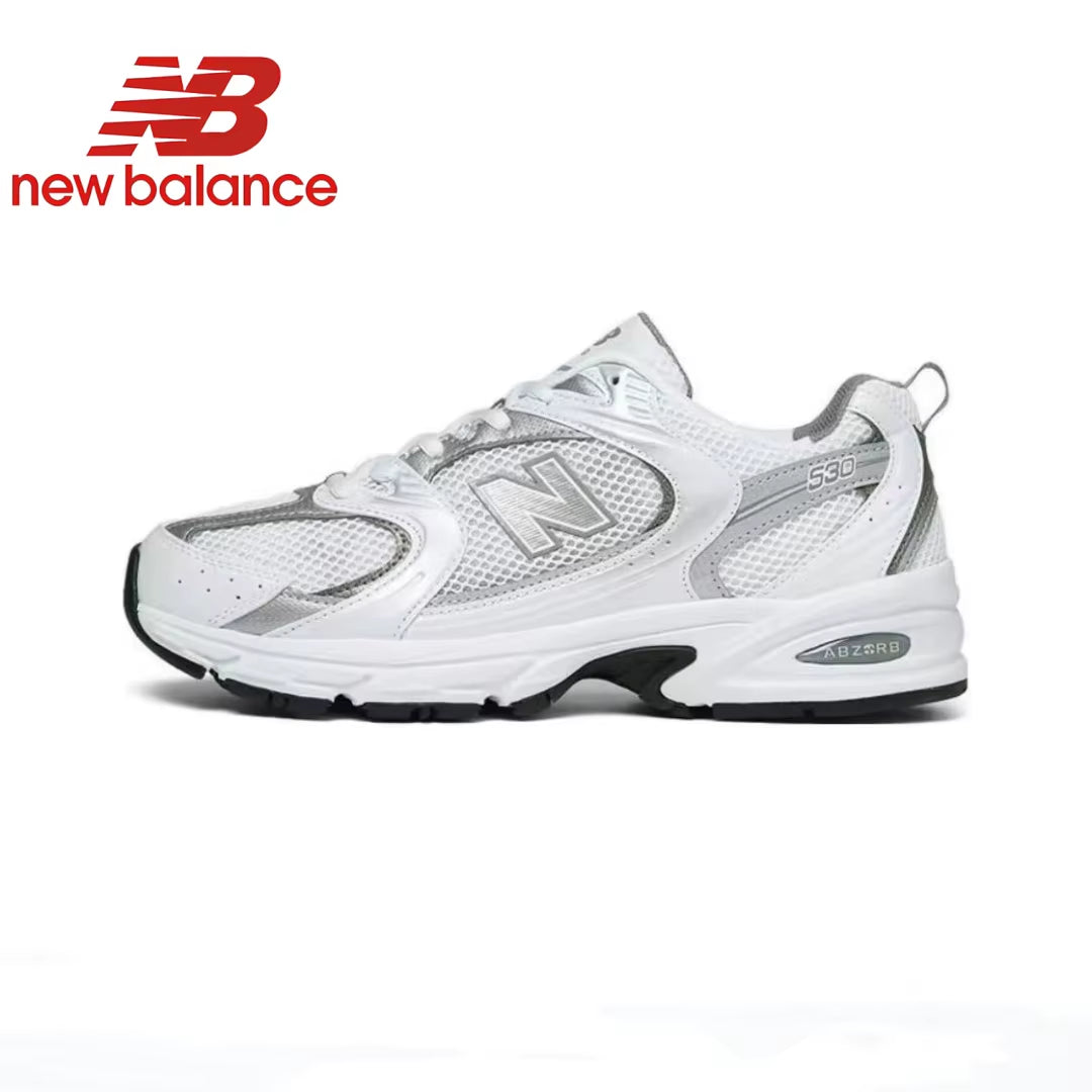 Original  NB530 Classic Vintage Mesh Fabric Faux Leather Casual Men'S and Women'S Running Shoes White Silver MR530SG