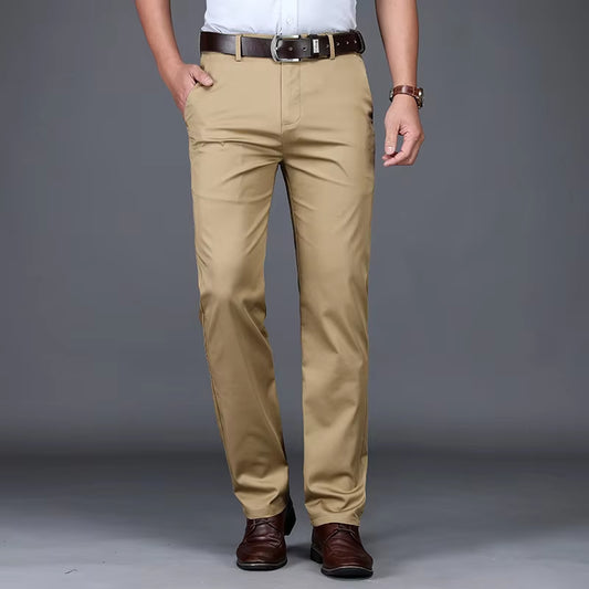 Classic Casual Pants Mens Clothing Straight Business Green Black Khaki Trousers Comfortable Male Brand Clothing 2023