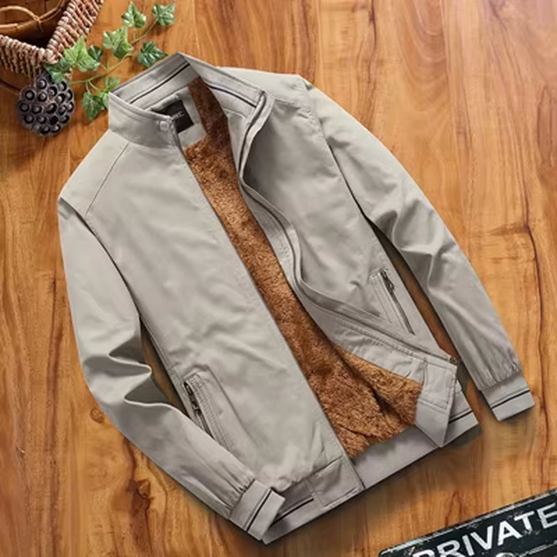 Winter Men'S Bomber Jacket Male Fashion Fleece Warm Business Coats Casual Army Thermal Baseball Coats Mens Clothing