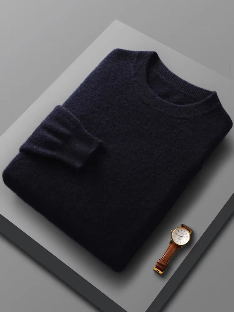 Spring Autumn 100% Wool Pullover Sweater Men O-Neck Long-Sleeve Cashmere Knitwear Female Clothing Mens Clothing