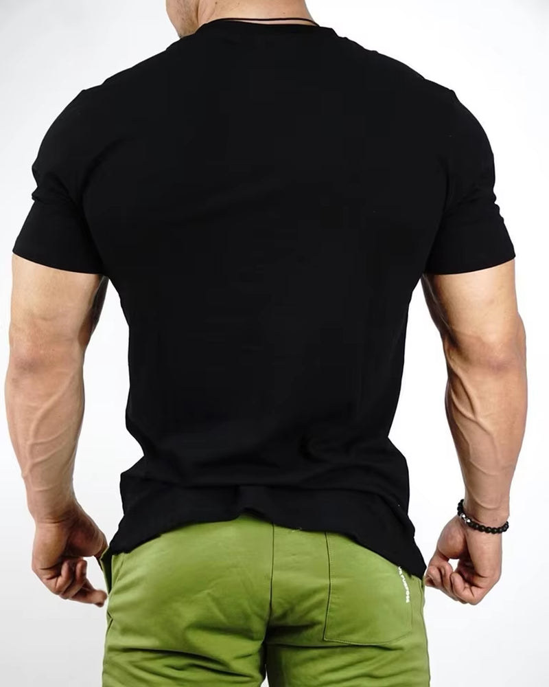 T Shirts Men Summer Shirt Short Sleeve Bodybuilding Workout Exercise Mens Clothing Daily Wear